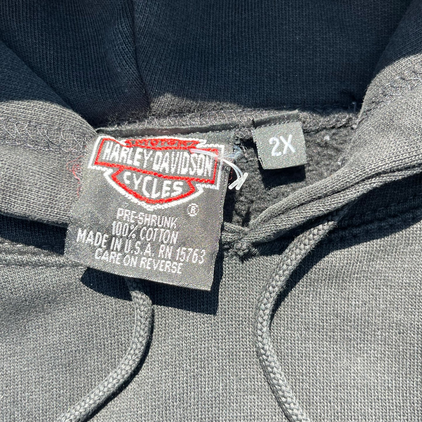 ‘90s Harley Davidson - Big Shield Logo Embroidered Hoodie - XXL