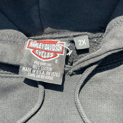 ‘90s Harley Davidson - Big Shield Logo Embroidered Hoodie - XXL