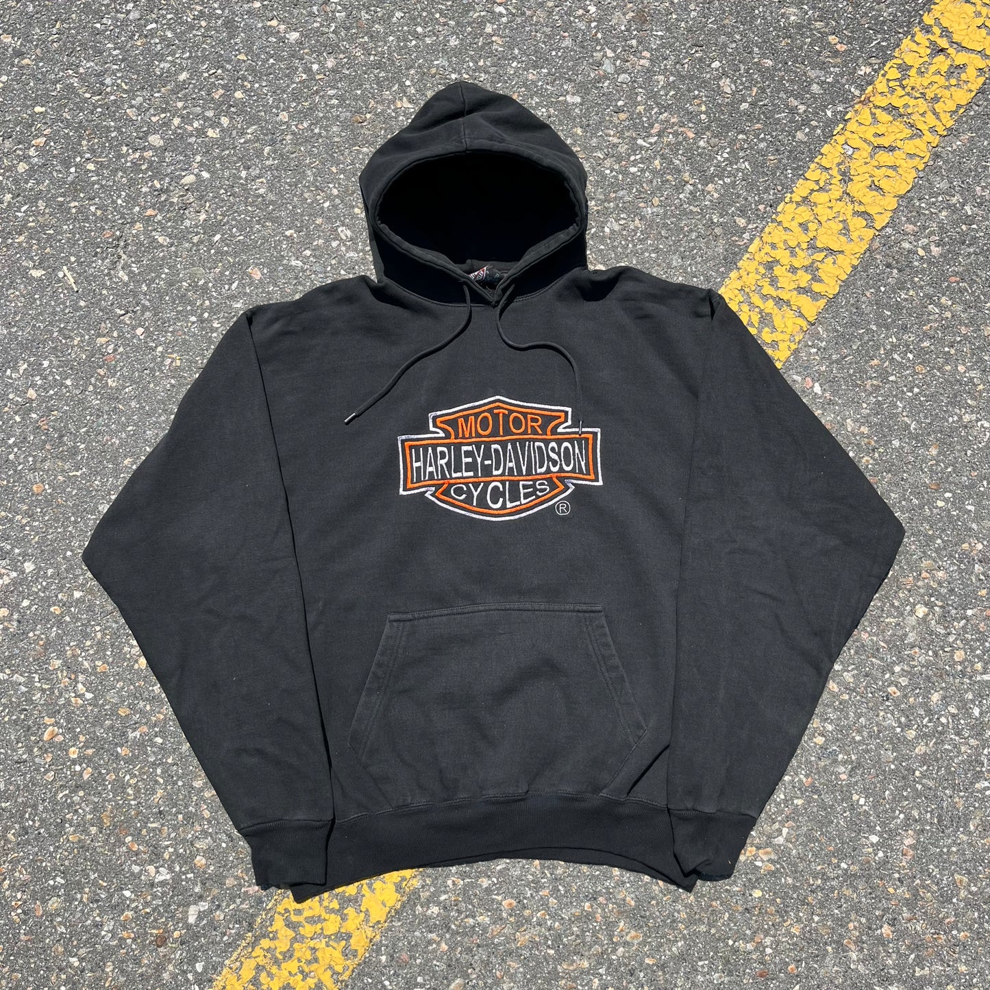 ‘90s Harley Davidson - Big Shield Logo Embroidered Hoodie - XXL